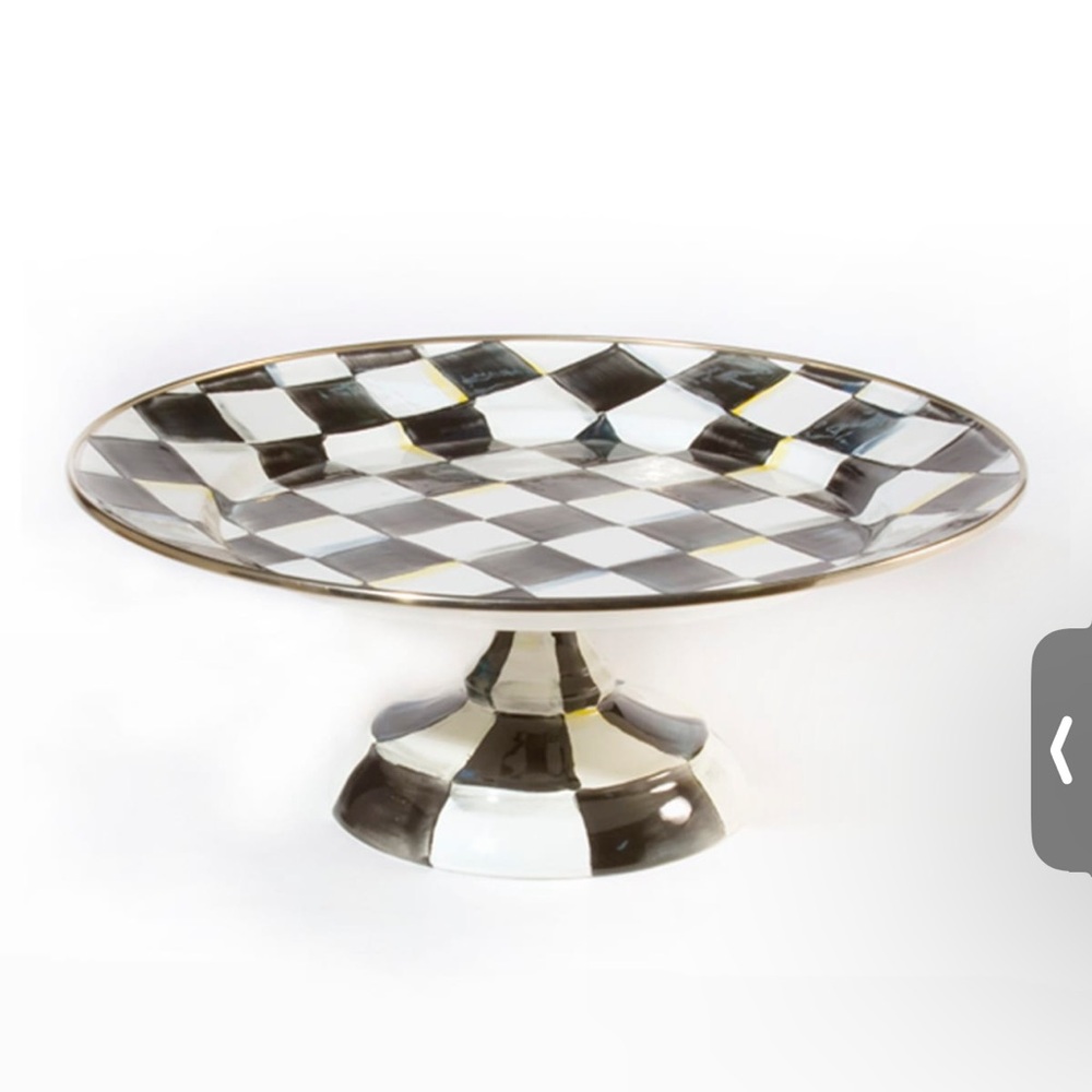 Mackenzie-childs Courtly Check Small Pedestal Platter